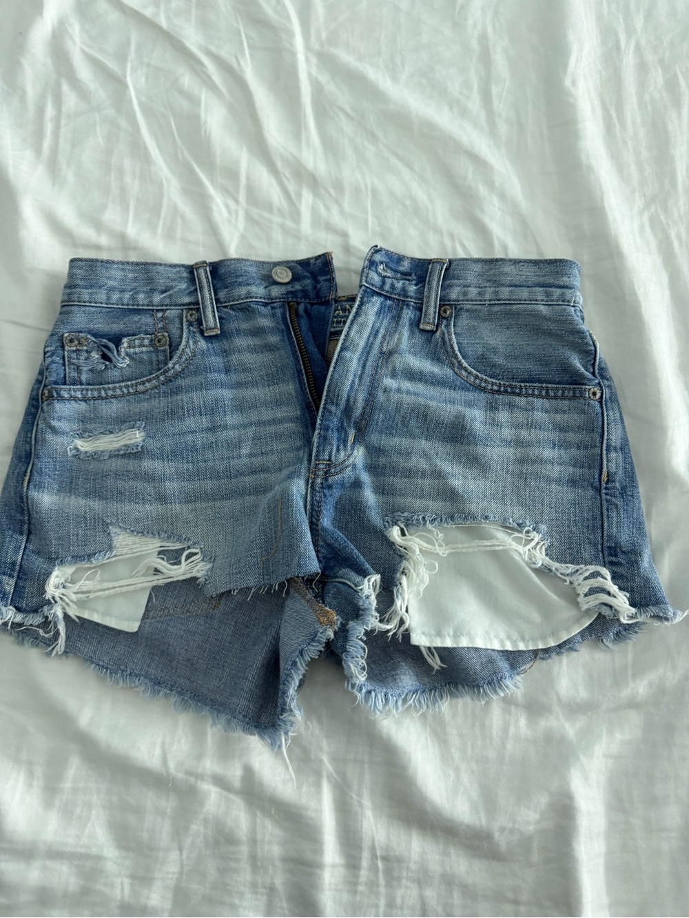 American Eagle Outfitters Light Blue Distressed Denim Shorts